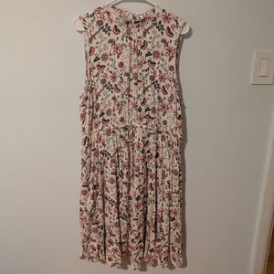 Torrid Cream & Pink Floral Mini Stretch Challis Hi-Low High Neck Dress Size 2X